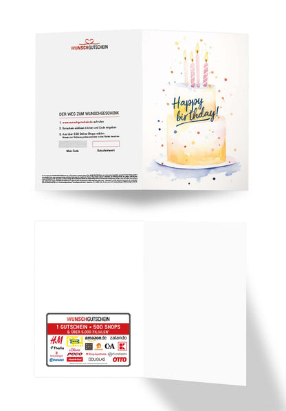 Wunschgutschein Happy Birthday - Torte Gelb – Geschenkgutschein Ansicht 3