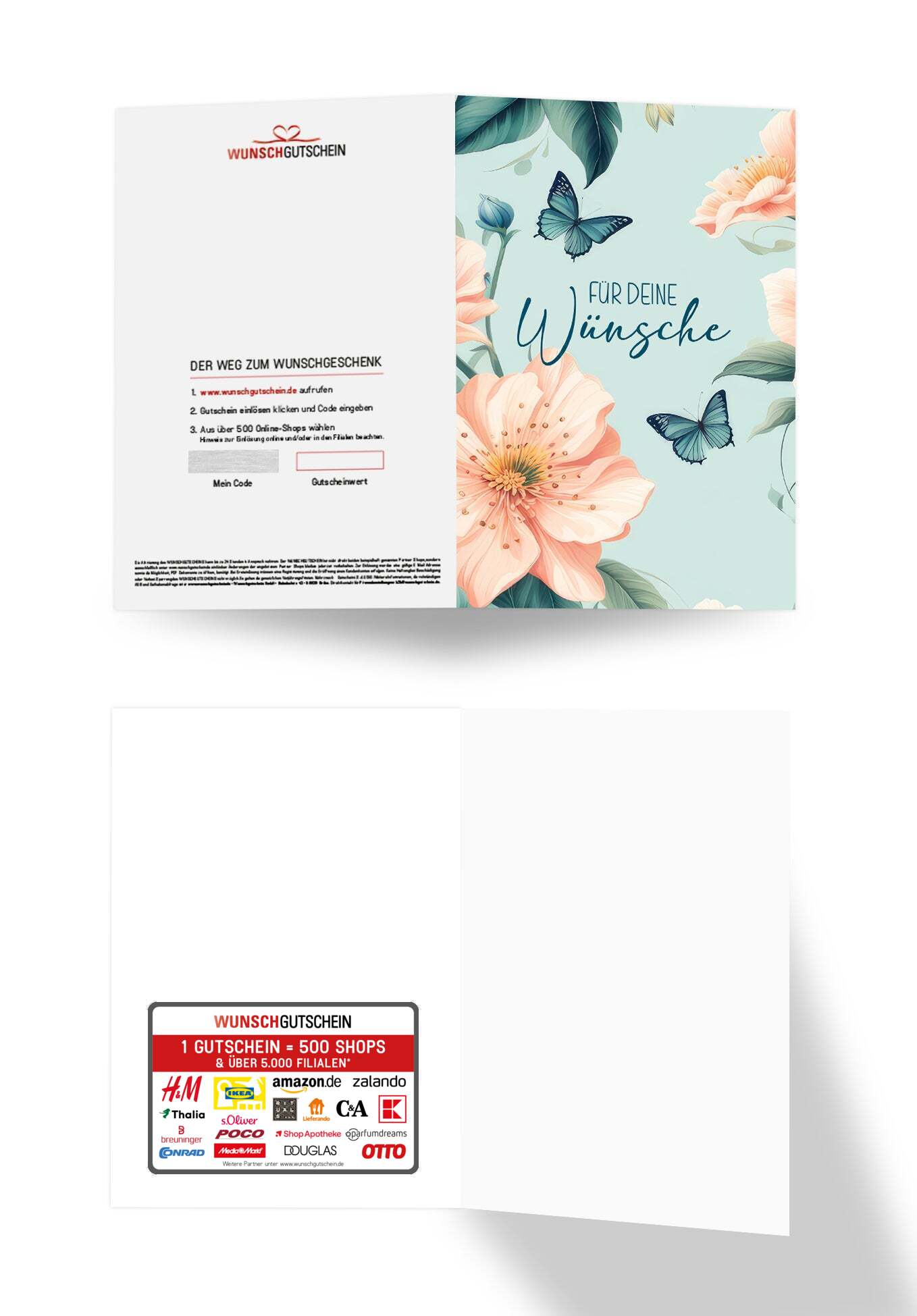 Wunschgutschein Für deine Wünsche - Blume Schmetterling PDF – Geschenkgutschein Ansicht 3