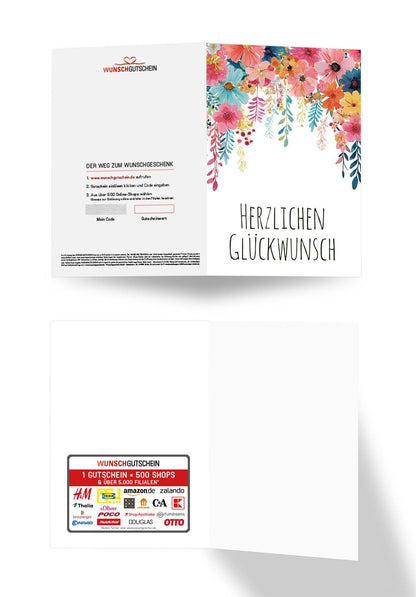 Wunschgutschein Herzlichen Glückwunsch - Blumen Hängend – Geschenkgutschein Ansicht 3