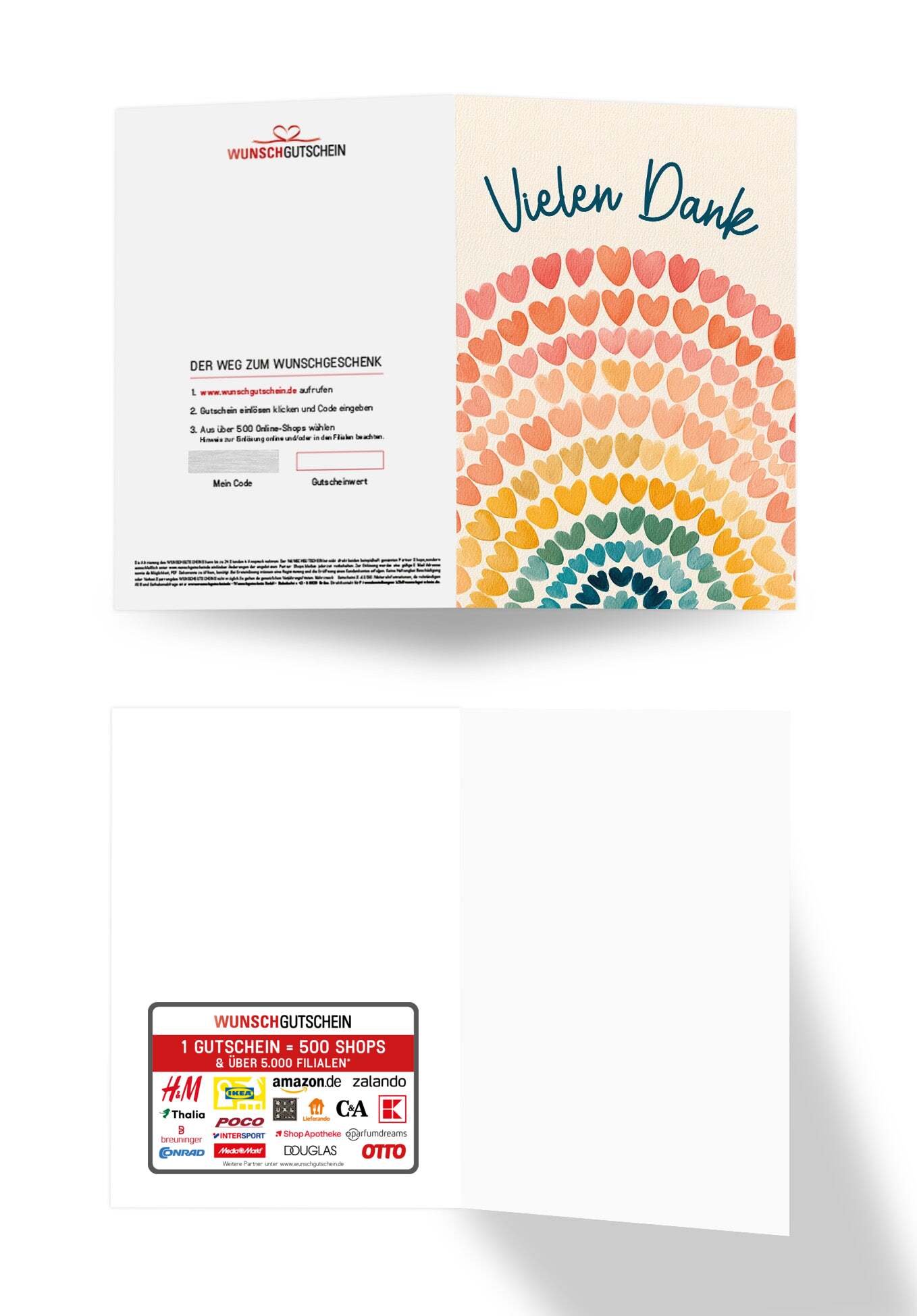 Vielen Dank - Bunte Herzchen