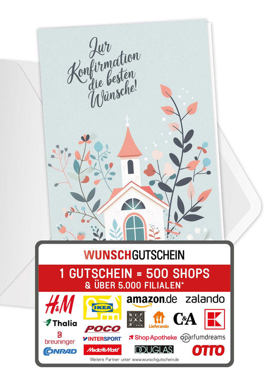 Zur Konfirmation - Kirche Rosa (Gutscheinwert)