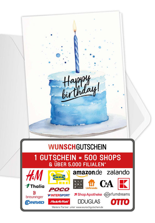 Happy Birthday - Torte Blau