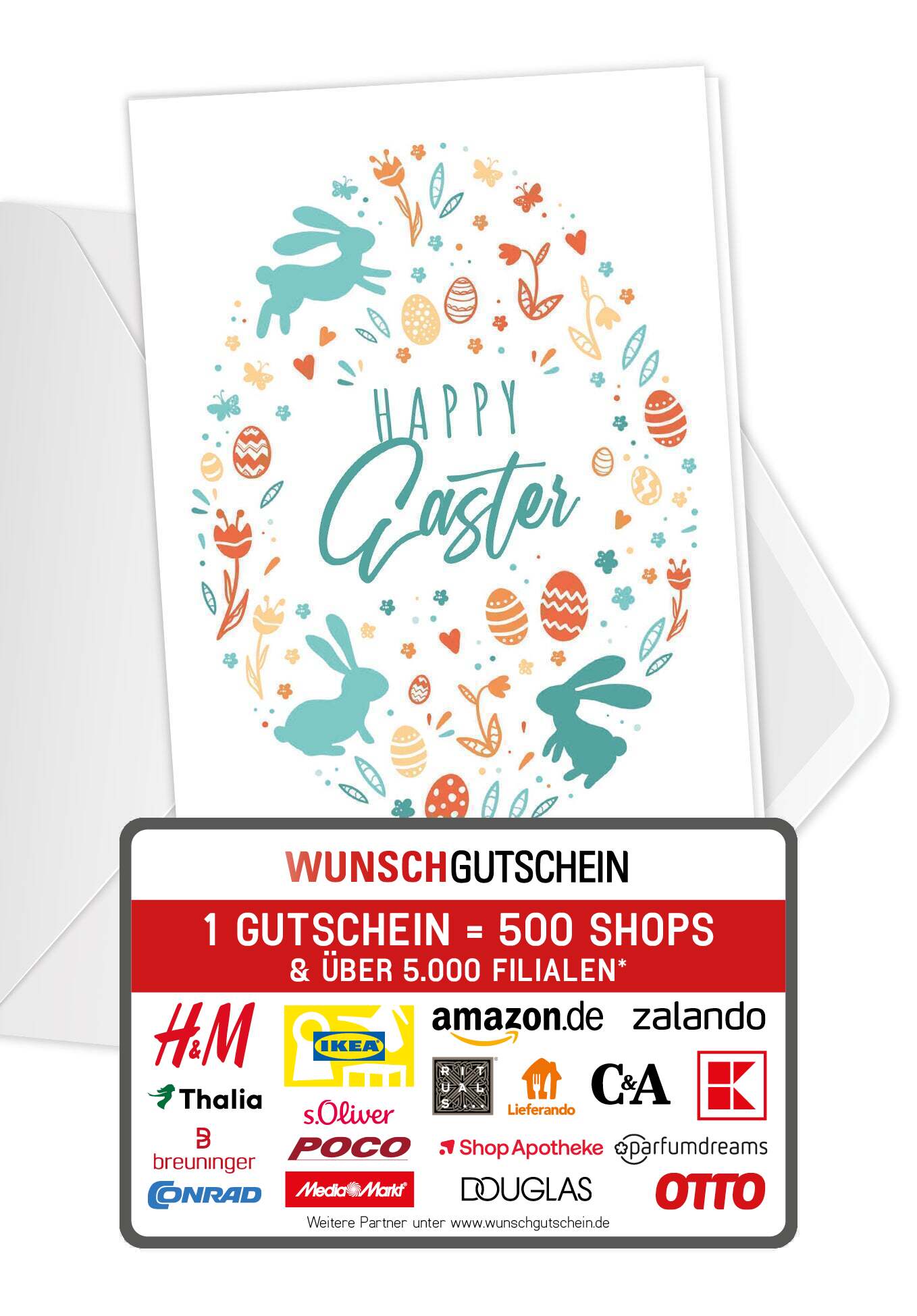 Wunschgutschein Happy Easter - Ei Bunt – Geschenkgutschein Ansicht 1