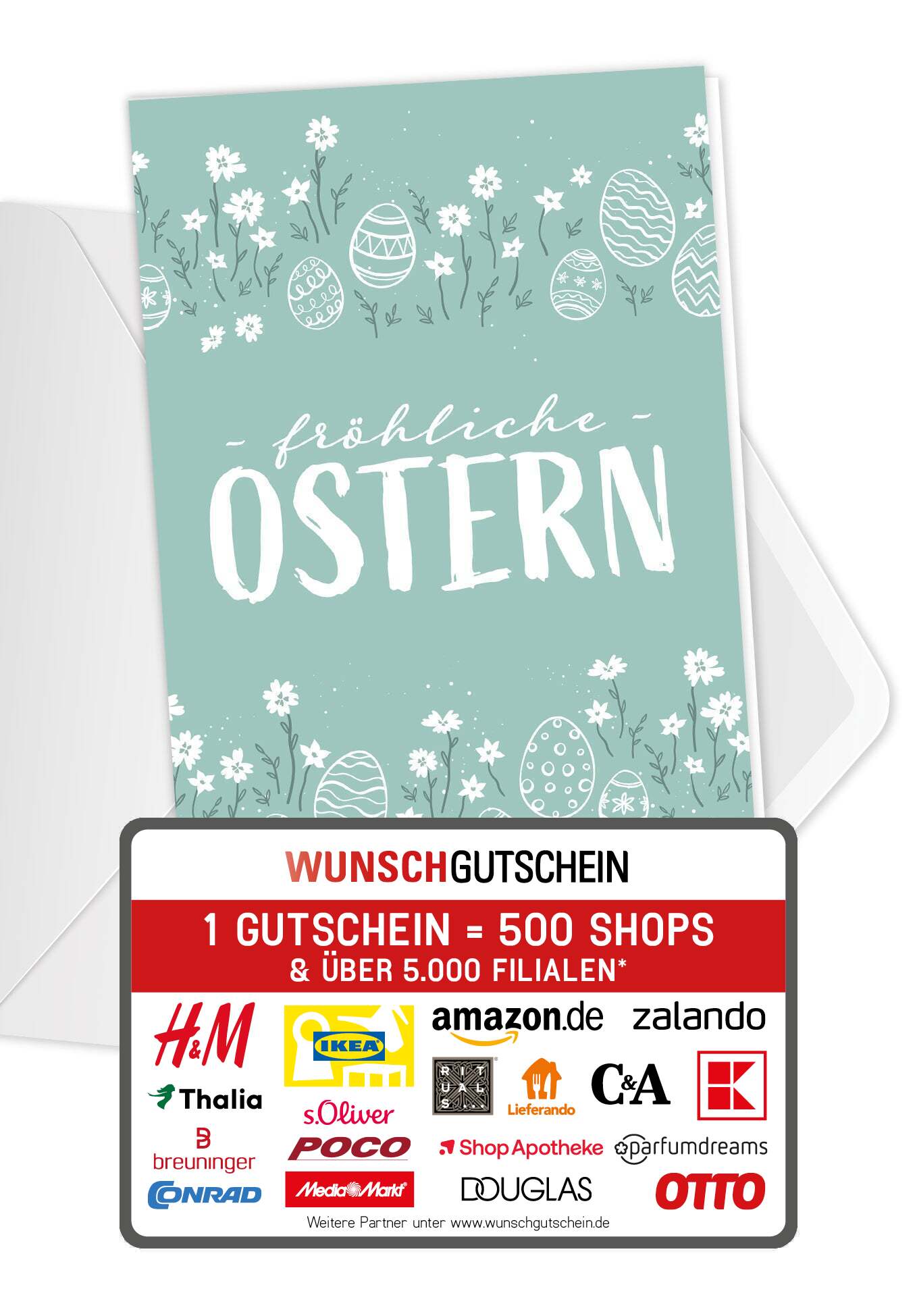 Wunschgutschein Fröhliche Ostern - Doodle Eier PDF – Geschenkgutschein Ansicht 1