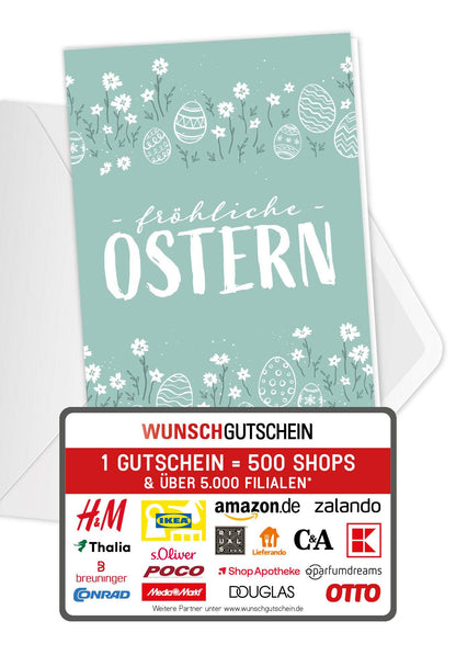 Wunschgutschein Fröhliche Ostern - Doodle Eier PDF – Geschenkgutschein Ansicht 1