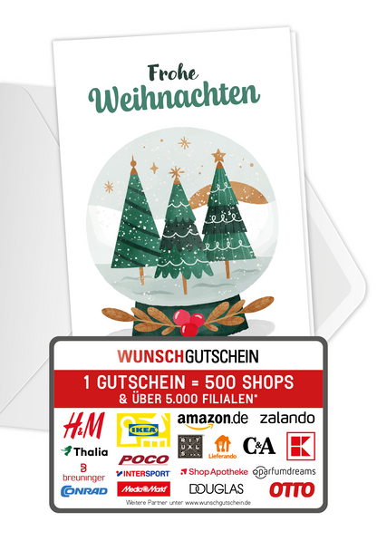 Frohe Weihnachten - Schneekugel Bäume