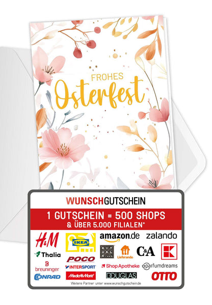 Frohes Osterfest - Aquarellblumen Rosa