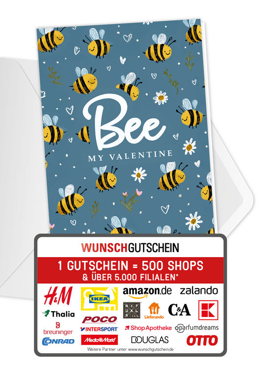 Bee my Valentine - Bienenmuster Blau