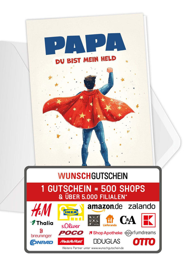 Wunschgutschein Papa Held - Held PDF – Geschenkgutschein Ansicht 1