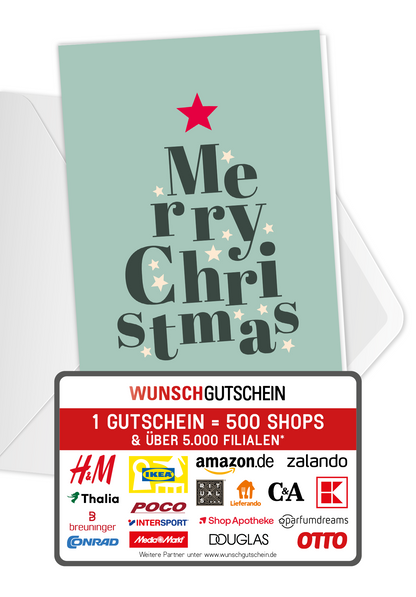 Merry Christmas - Buchstaben Tannenbaum