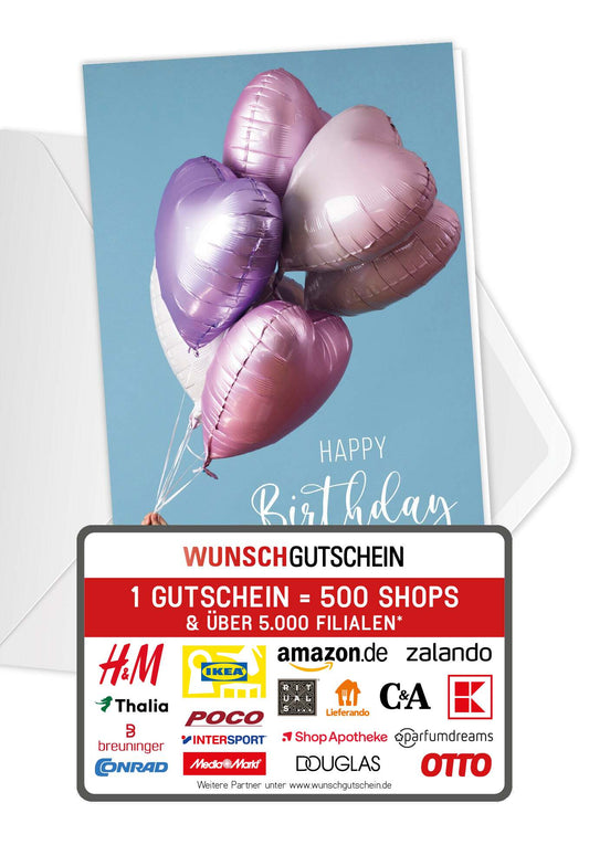 Happy Birthday - Herzen Ballons