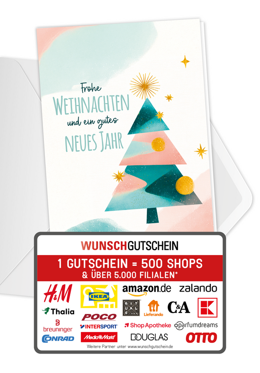 Frohe Weihnachten Neujahr - Tanne Grün Rosa