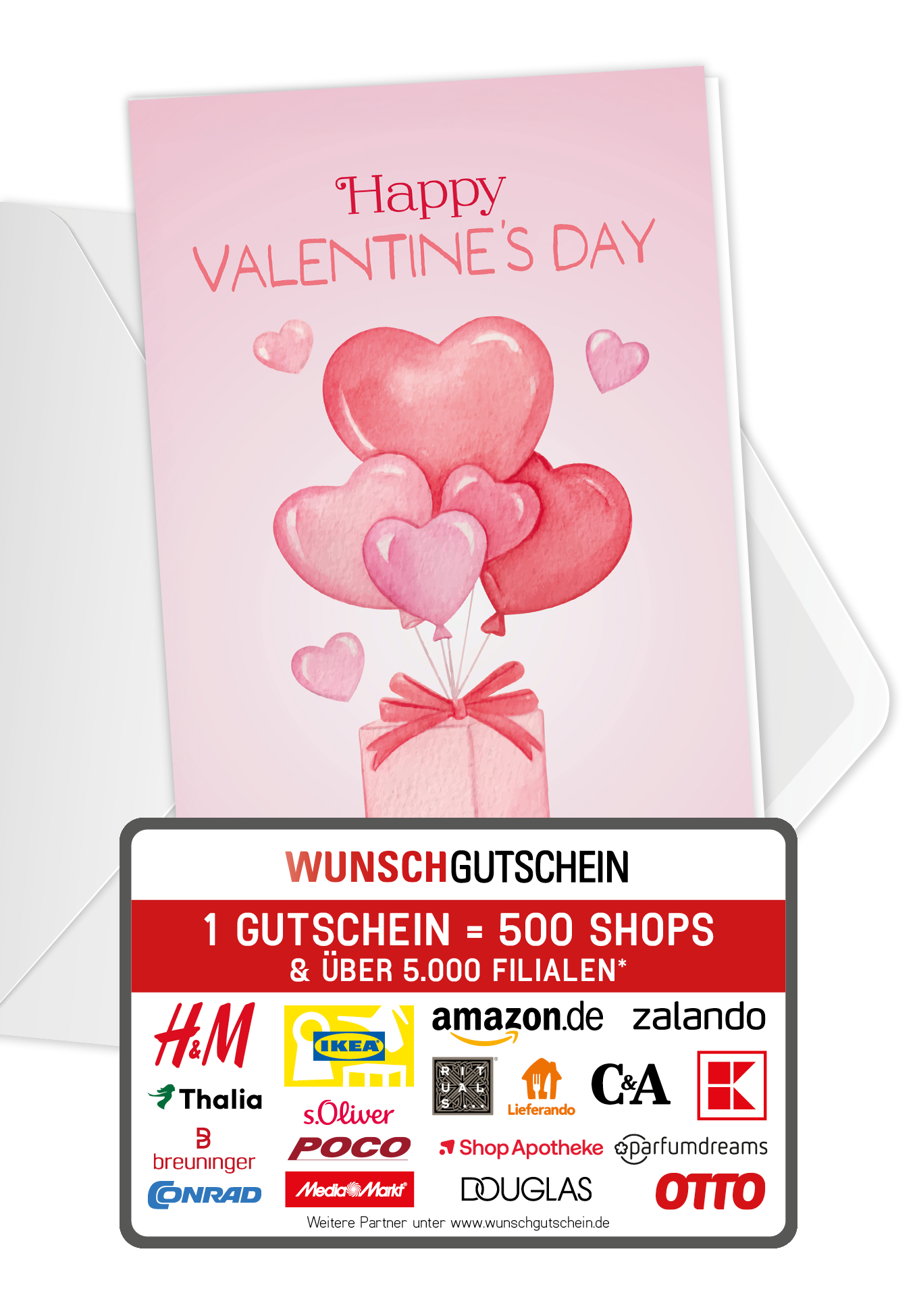 Wunschgutschein Happy Valentine's Day - Paket Herzen – Geschenkgutschein Ansicht 1