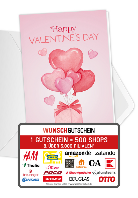 Wunschgutschein Happy Valentine's Day - Paket Herzen – Geschenkgutschein Ansicht 1