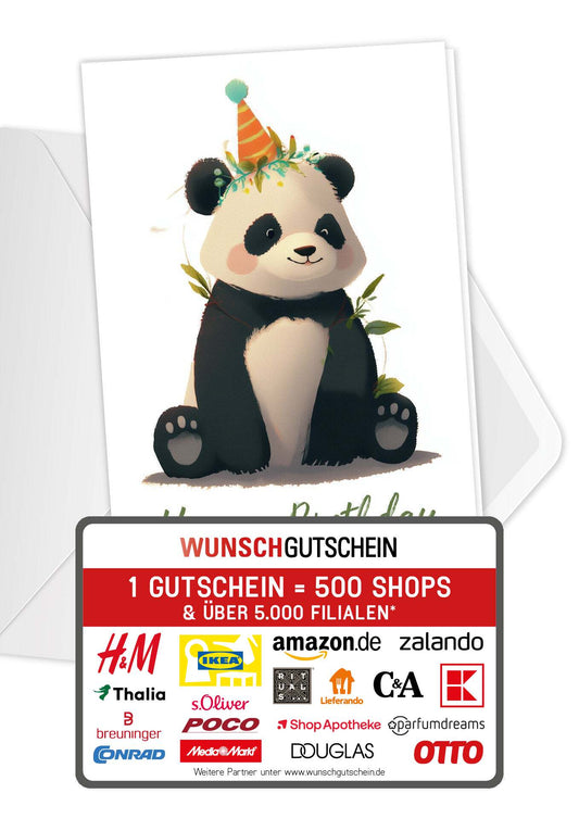 Wunschgutschein Happy Birthday - Panda – Geschenkgutschein Ansicht 1