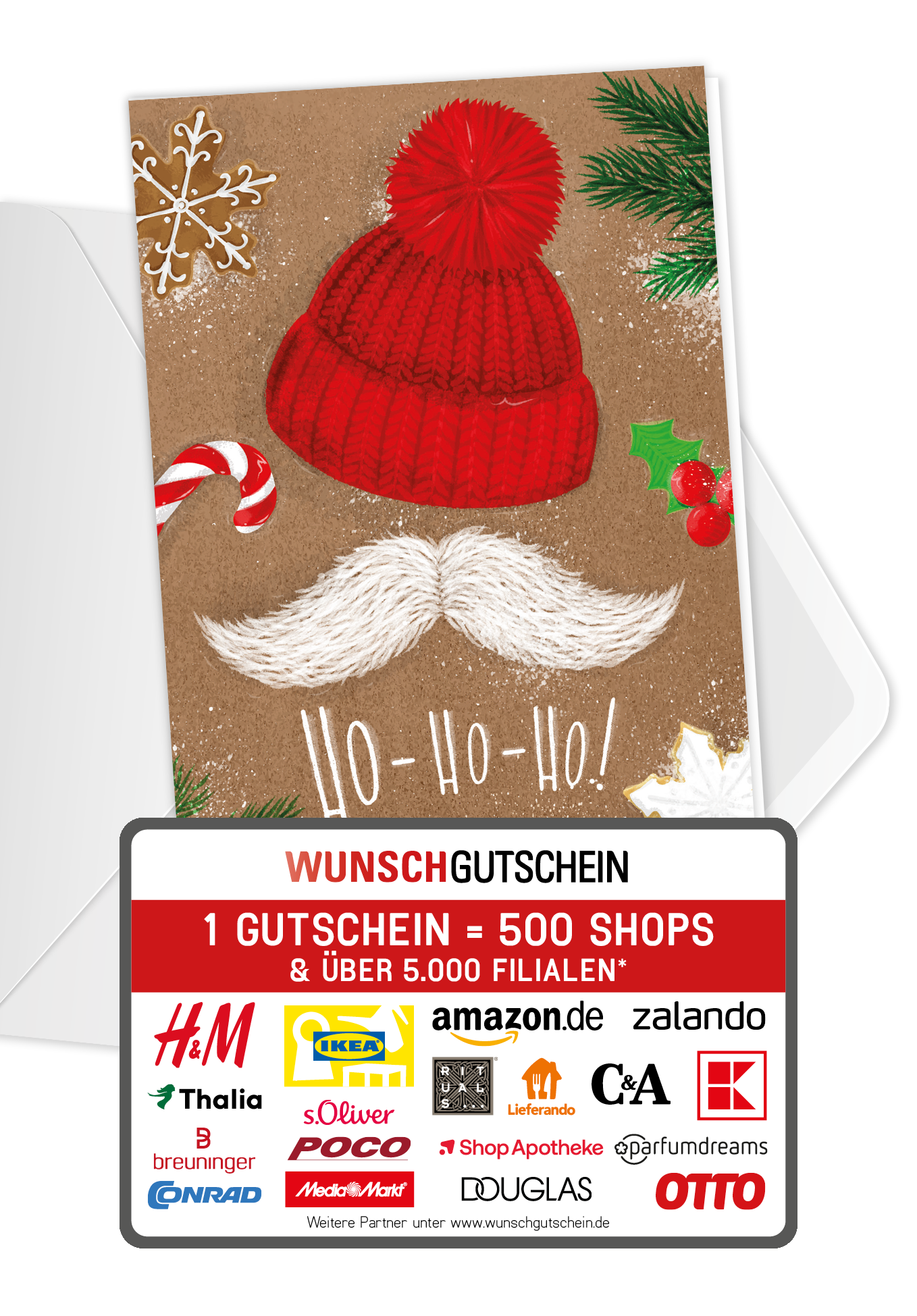 Wunschgutschein Ho Ho Ho - Mütze – Geschenkgutschein Ansicht 1