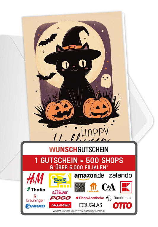Wunschgutschein Happy Halloween - Katze – Geschenkgutschein Ansicht 1