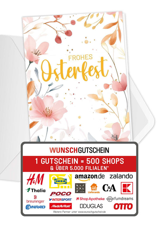 Frohes Osterfest - Aquarellblumen Rosa