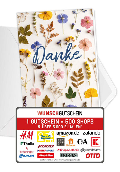 Danke - Trockenblumen Bunt (Gutscheinwert)