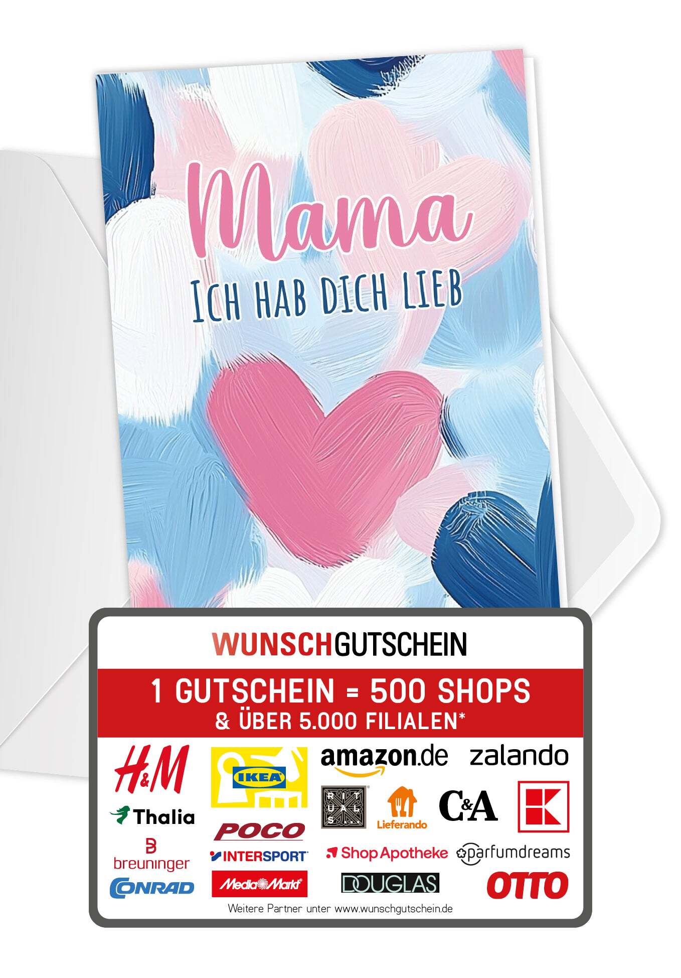 Mama hab dich lieb - Herzmuster Gemalt (Gutscheinwert)