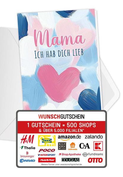 Mama hab dich lieb - Herzmuster Gemalt (Gutscheinwert)