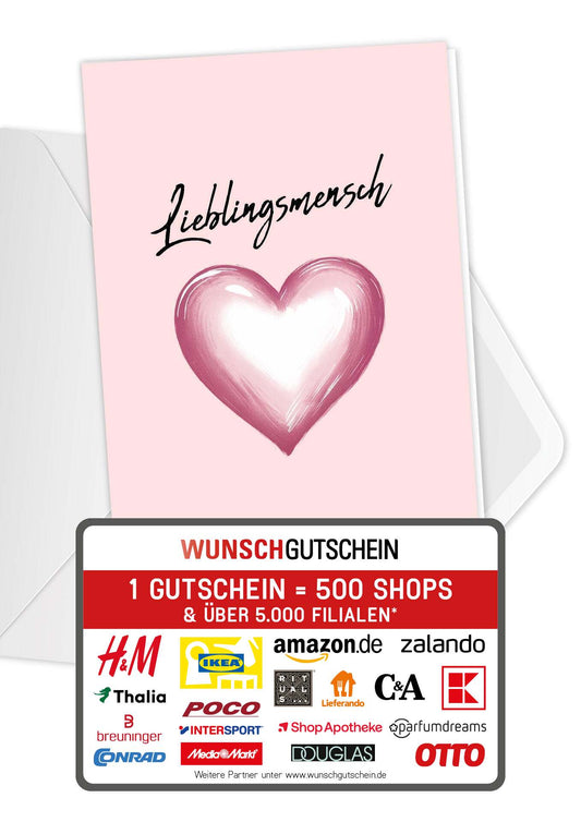 Lieblingsmensch - Rosa Herz (Gutscheinwert)