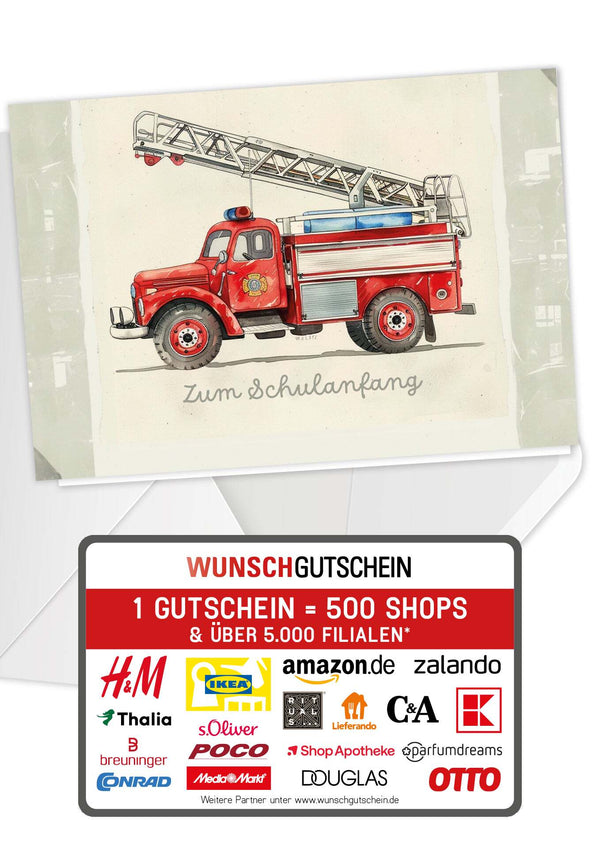 Wunschgutschein Zum Schulanfang - Feuerwehr PDF – Geschenkgutschein Ansicht 1