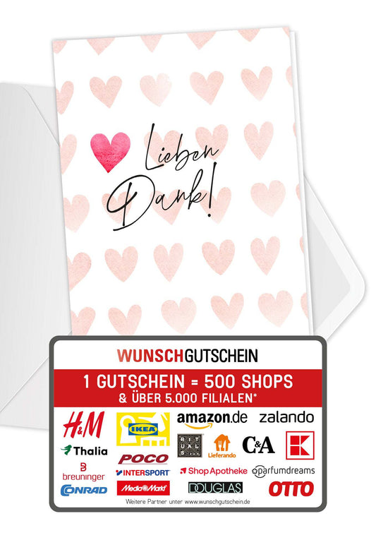 Lieben Dank - Herzen Aquarell