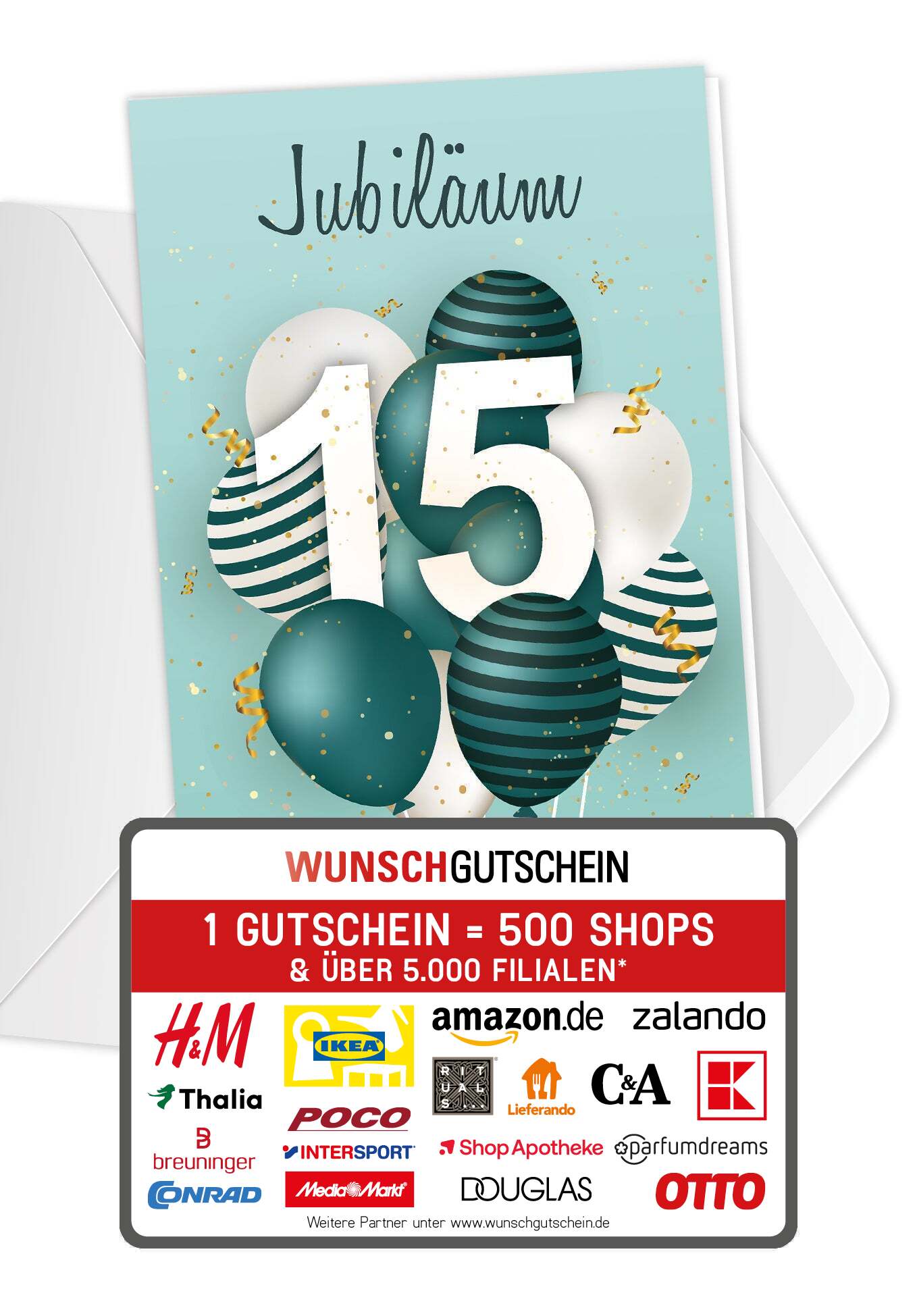 15 Jahre Jubiläum - Ballons Grün PDF