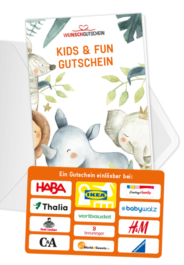 Wunschgutschein Kids & Fun Gutschein - Einlösbar für Spielwaren, Kindermode und mehr – Geschenkgutschein Ansicht 1