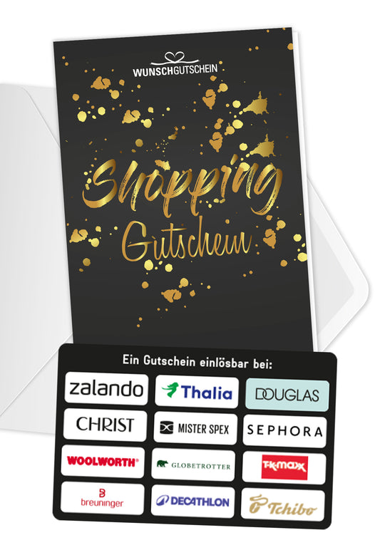 Shopping Gutschein - Einlösbar für die beliebtesten Shops und Stores