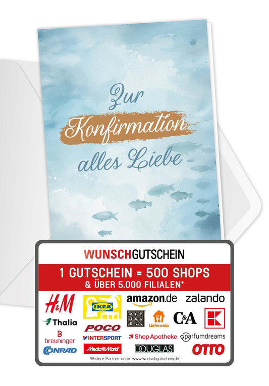 Zur Konfirmation - Fische Aquarell (Gutscheinwert)