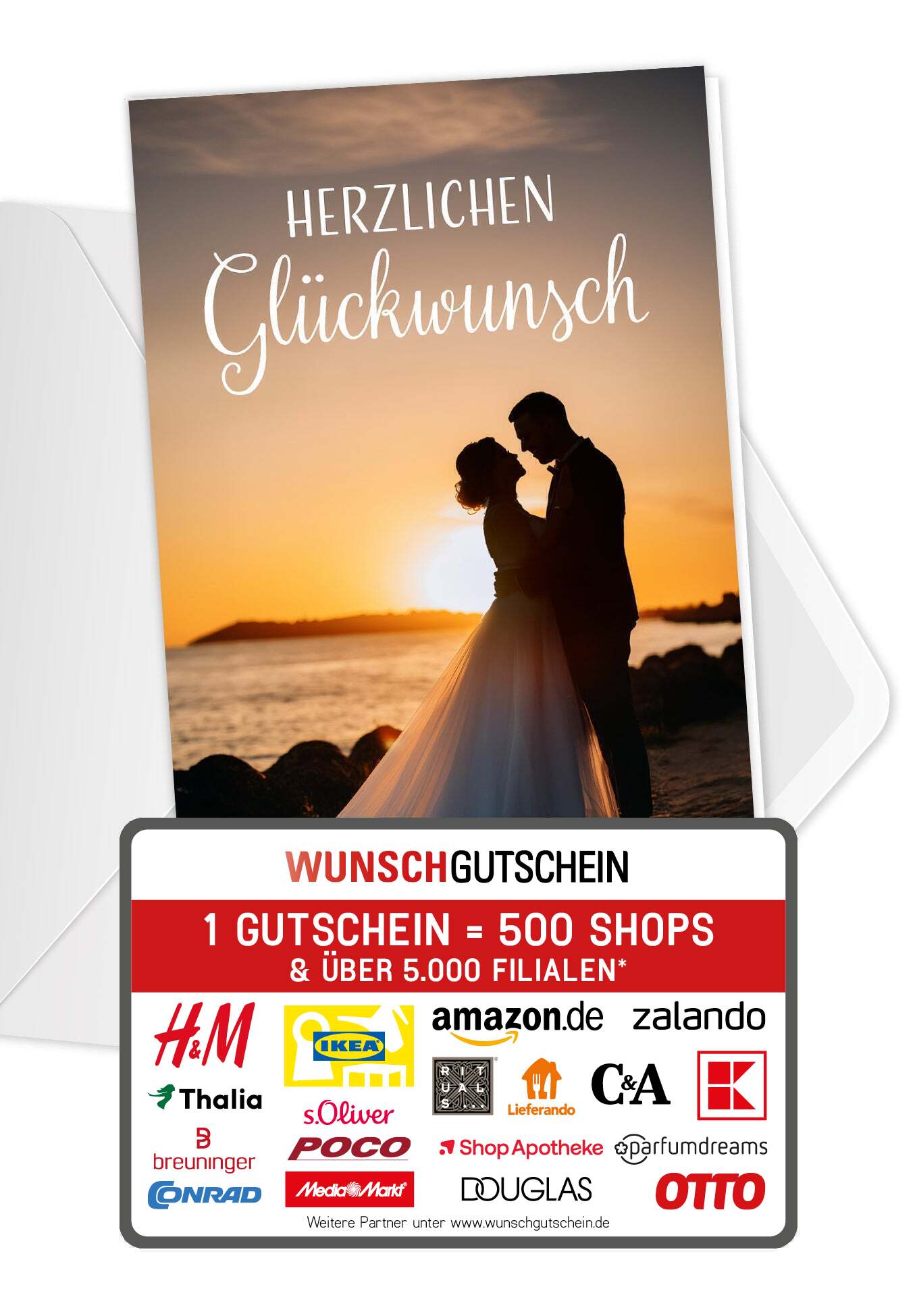 Wunschgutschein Herzlichen Glückwunsch - Sonnenuntergang – Geschenkgutschein Ansicht 1