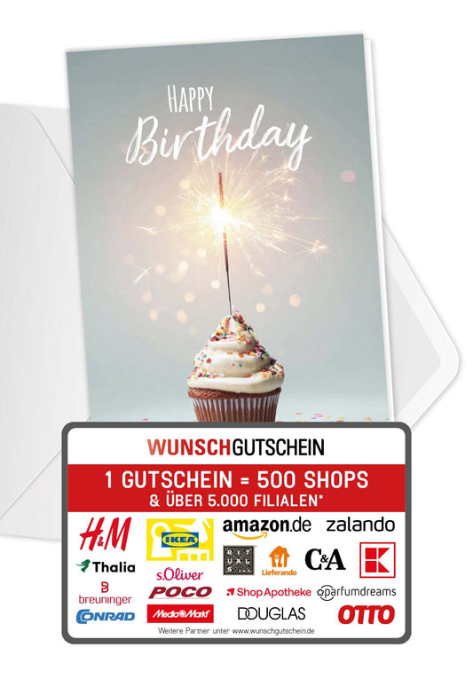 Wunschgutschein Happy Birthday - Muffin – Geschenkgutschein Ansicht 1