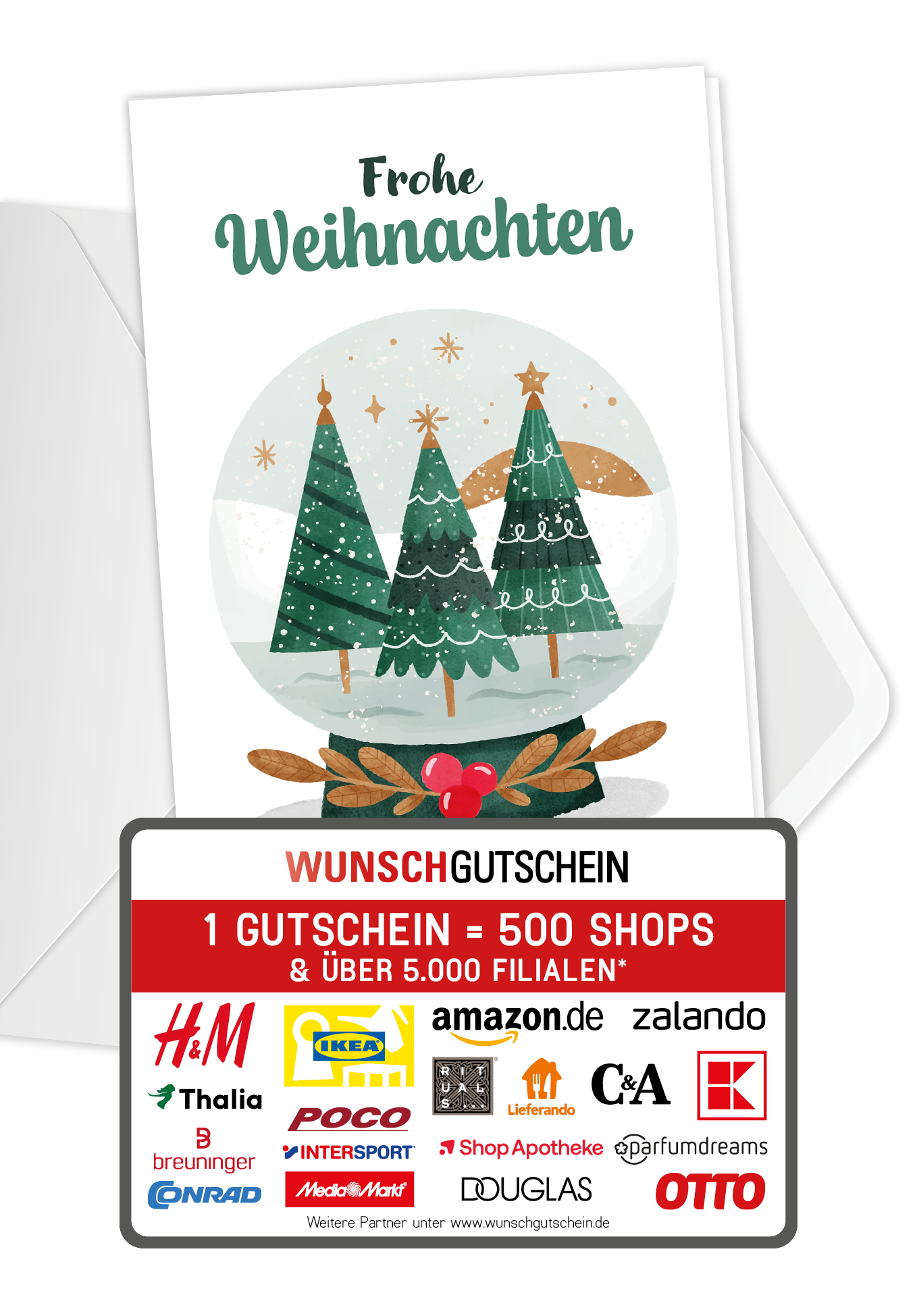 Frohe Weihnachten - Schneekugel Bäume PDF