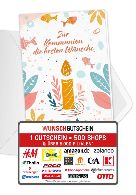 Zur Kommunion - Kerze Fische (Gutscheinwert)