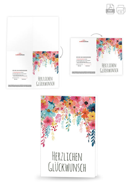 Herzlichen Glückwunsch - Blumen Hängend PDF