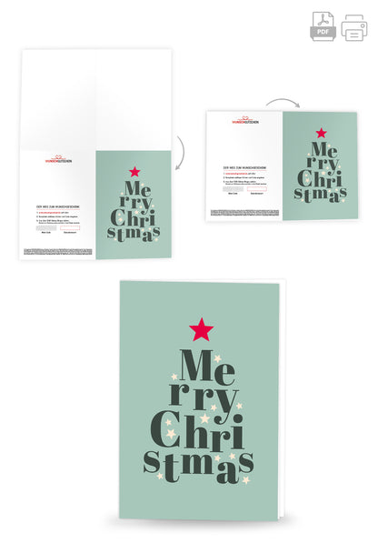 Merry Christmas - Buchstaben Tannenbaum