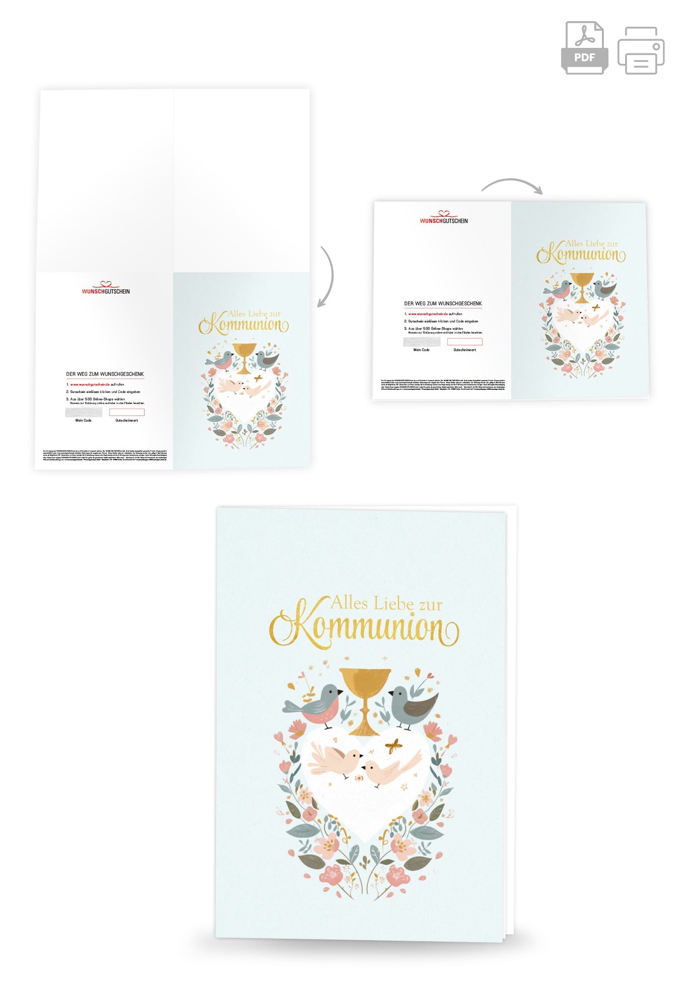 Alles Liebe zur Kommunion - Vögel Blumen PDF