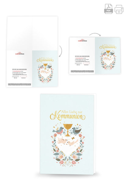 Alles Liebe zur Kommunion - Vögel Blumen PDF