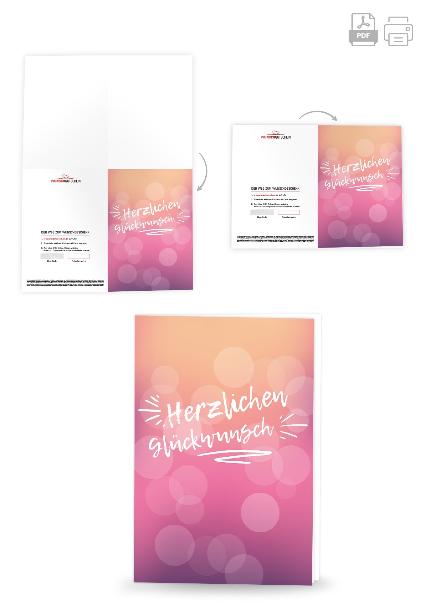 Wunschgutschein Herzlichen Glückwunsch - Pink – Geschenkgutschein Ansicht 4