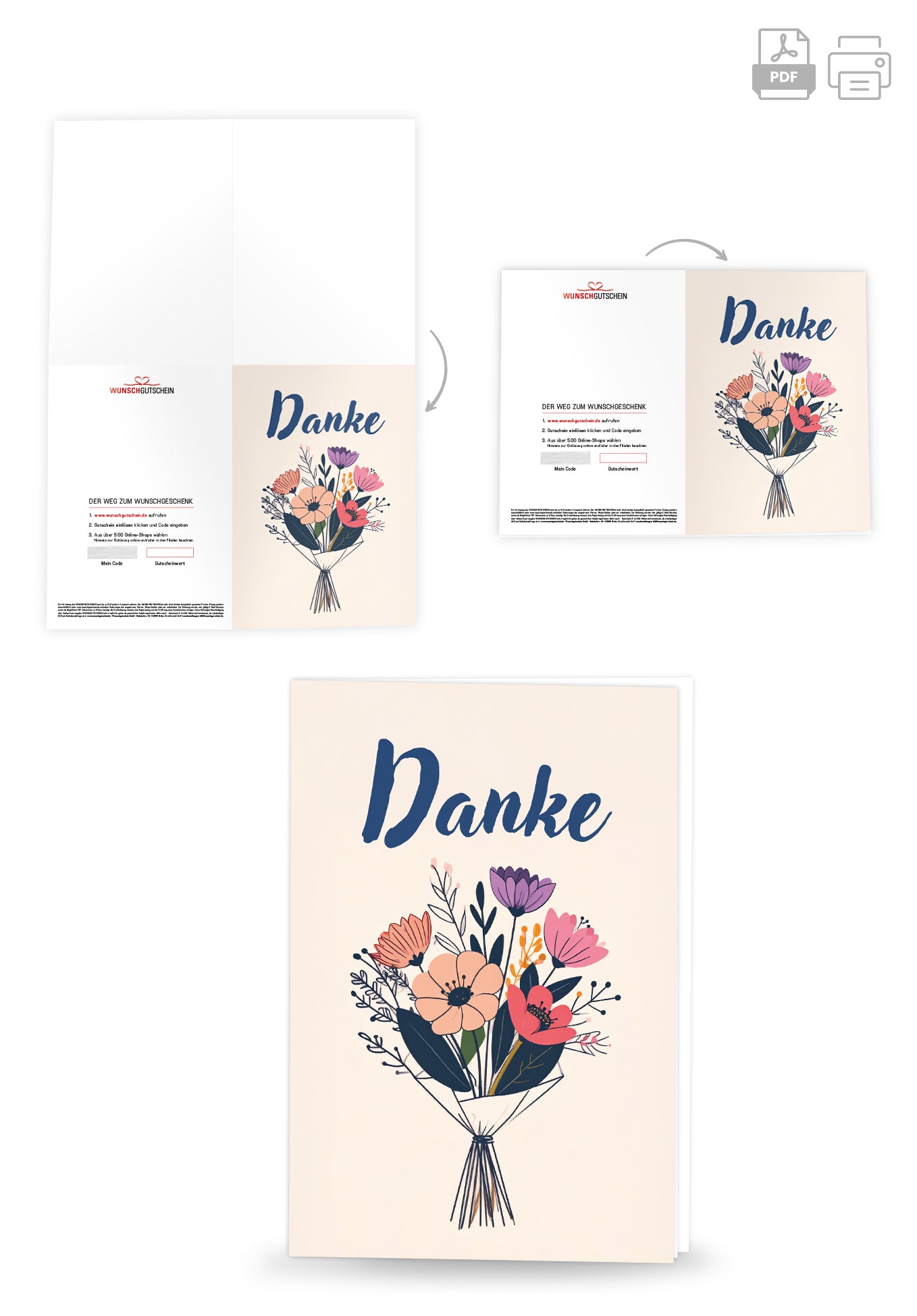 Danke - Blumenstrauß Beige (Gutscheinwert)