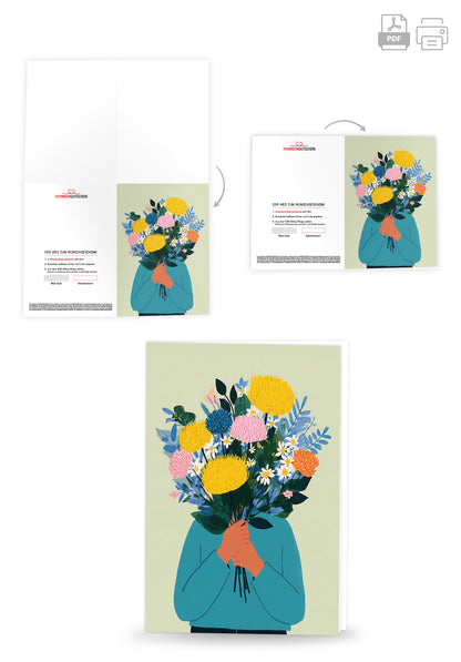 Person mit Blumenstrauß PDF