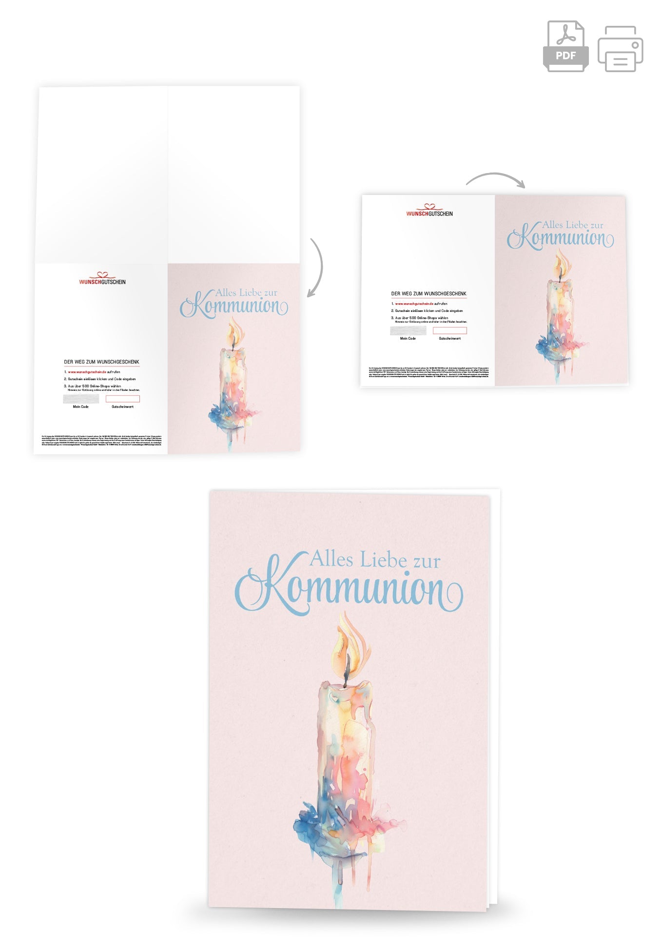 Alles Liebe zur Kommunion - Kerze Aquarell PDF