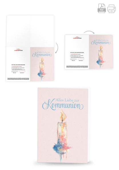Alles Liebe zur Kommunion - Kerze Aquarell PDF