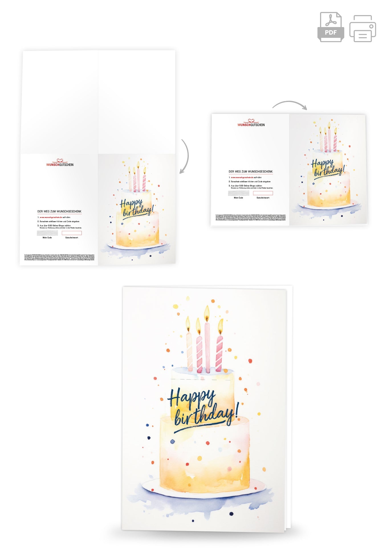 Wunschgutschein Happy Birthday - Torte Gelb – Geschenkgutschein Ansicht 4