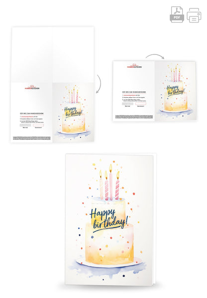 Wunschgutschein Happy Birthday - Torte Gelb – Geschenkgutschein Ansicht 4