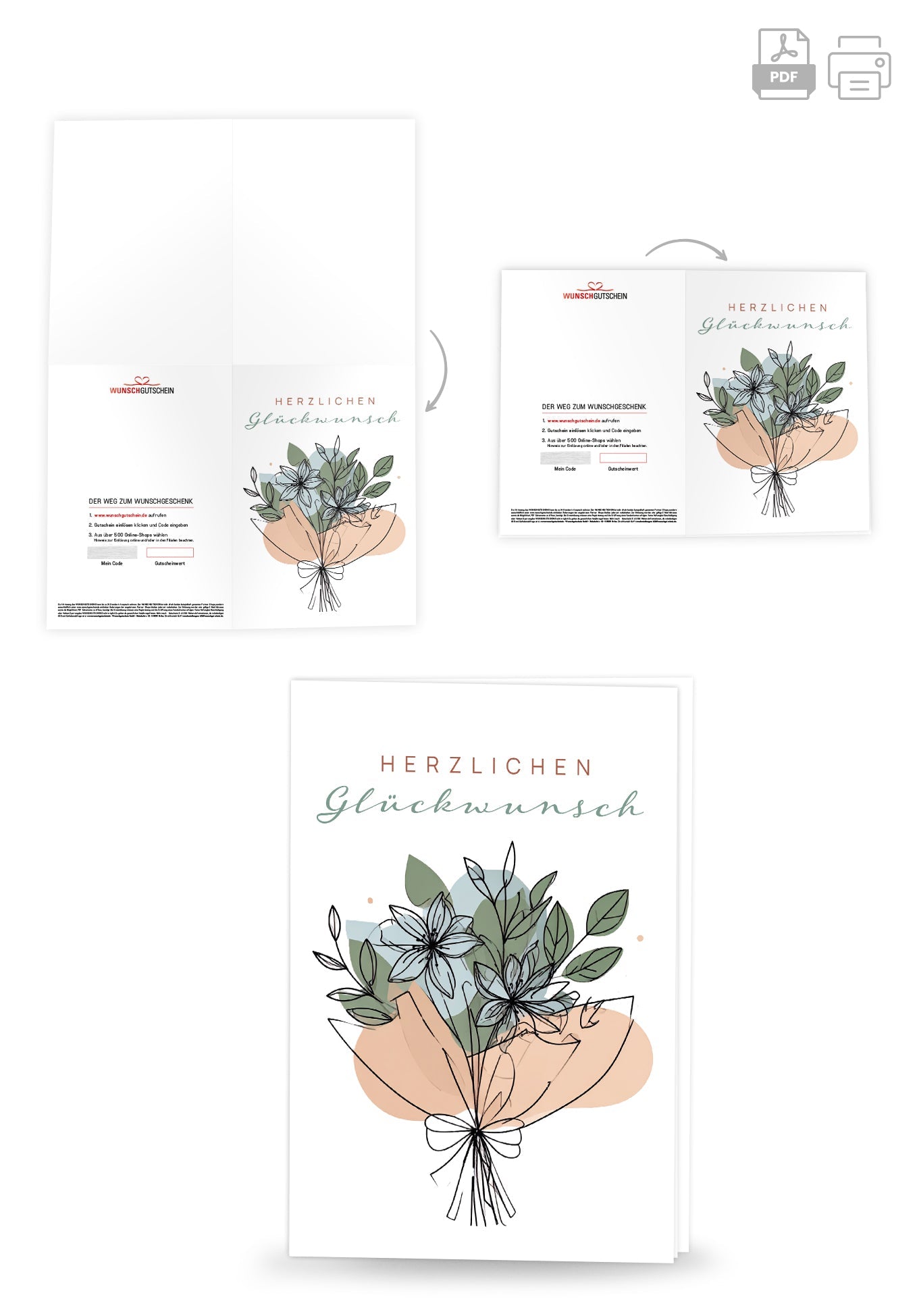 Wunschgutschein Herzlichen Glückwunsch - Blumenstrauß – Geschenkgutschein Ansicht 4