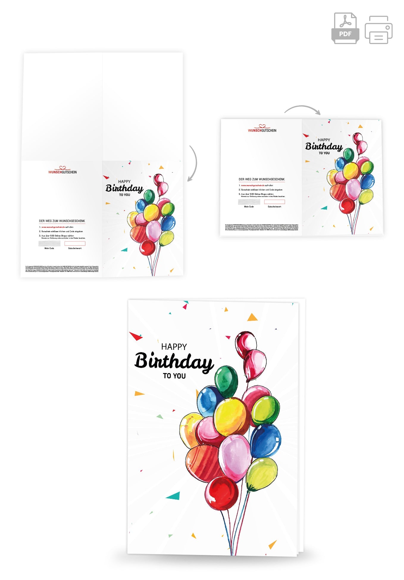 Happy Birthday - Bunte Ballons PDF