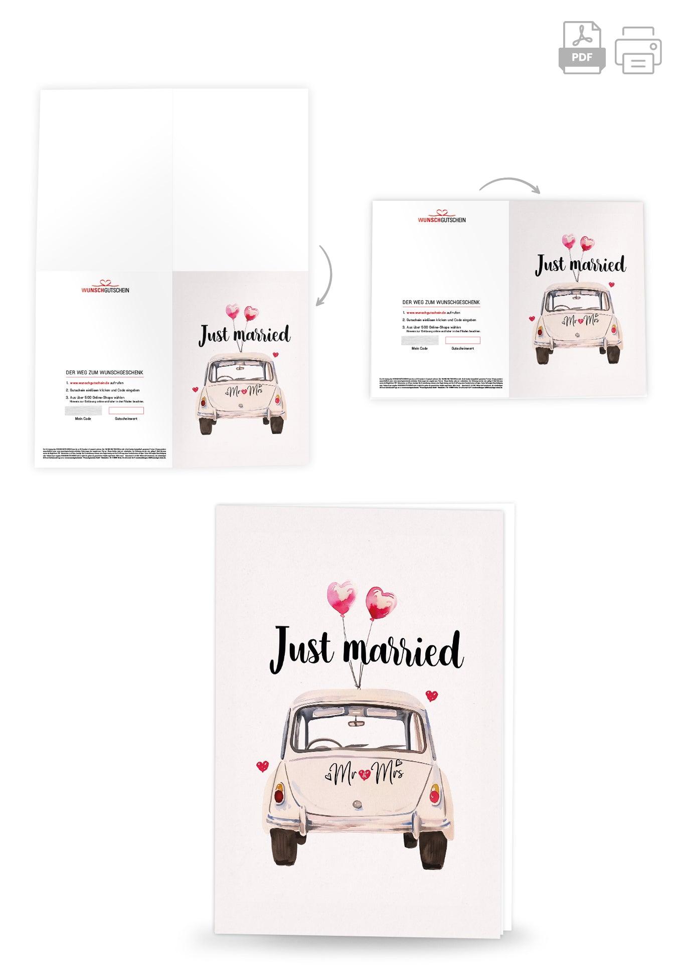 Just Married - Auto Weiß